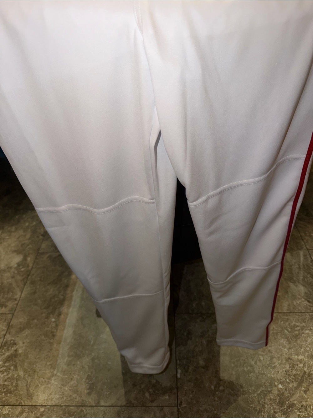 Men's White Joggers with Red Side Stripe